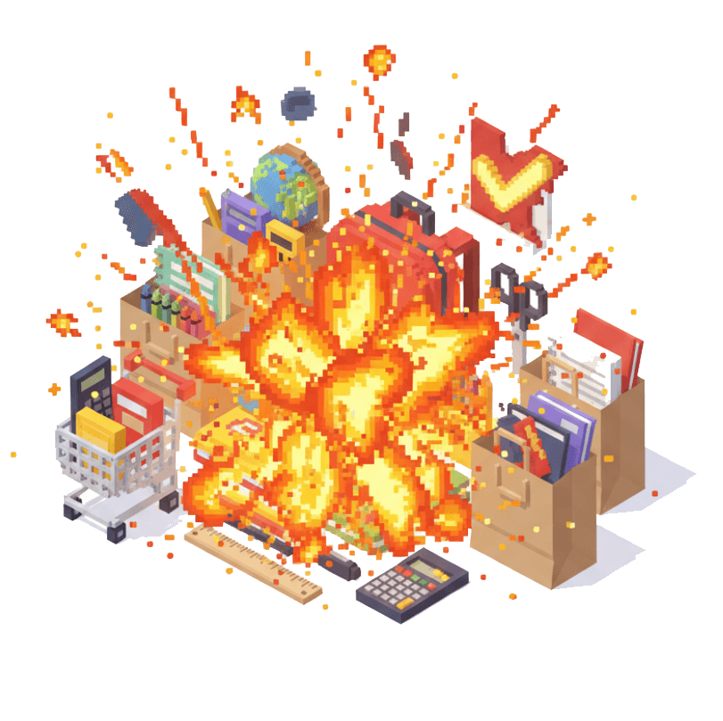Task exploding in satisfying pixel art destruction